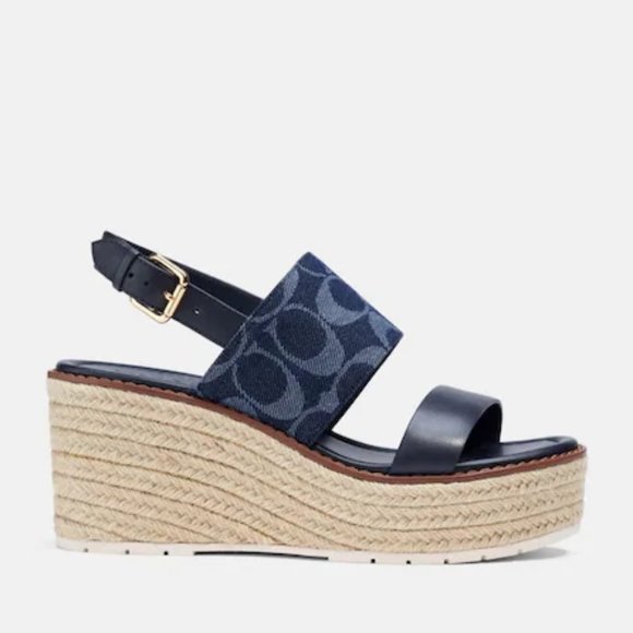 Coach C2915 Kami Wedge Sandals Denim - Picture 2 of 2